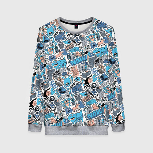 Женский свитшот Дудл животные и монстры / 3D-Меланж – фото 1
