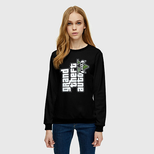 Женский свитшот GTA5 logo game rockstar / 3D-Черный – фото 3