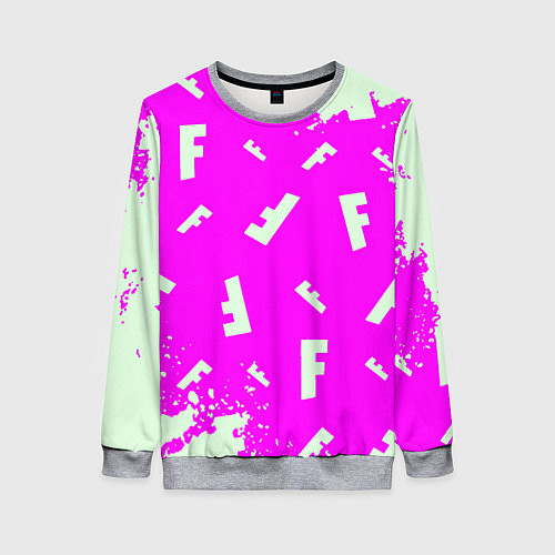 Женский свитшот Fortnite pattern pink / 3D-Меланж – фото 1