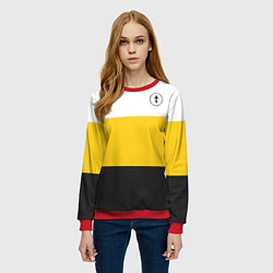 Свитшот женский За веру царя и святую триединую Русь Крест на узор, цвет: 3D-красный — фото 2