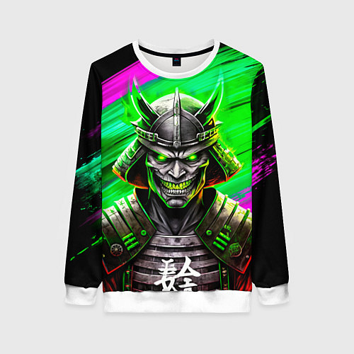 Женский свитшот Самурай в маске черепа / 3D-Белый – фото 1