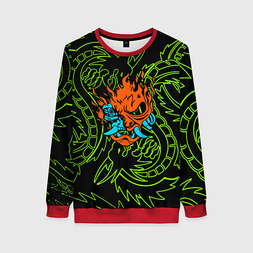 Женский свитшот Samurai dragon steel logo / 3D-Красный – фото 1