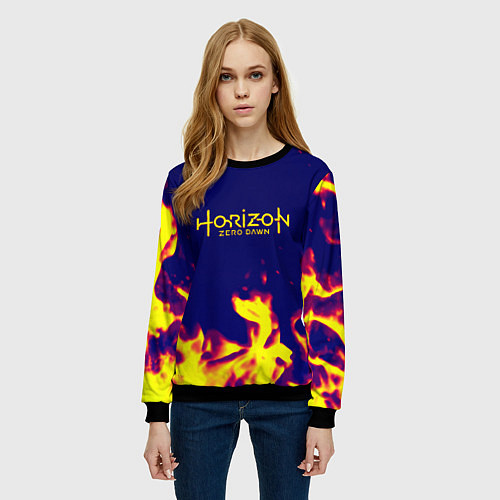 Женский свитшот Horizon zero dawn flame yellow / 3D-Черный – фото 3