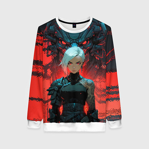 Женский свитшот Бойцовая красноглазая девушка / 3D-Белый – фото 1