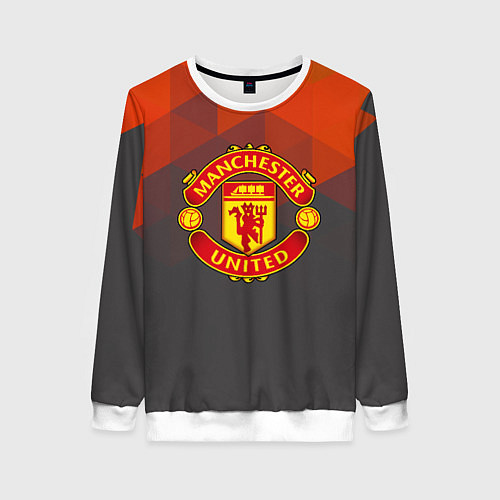 Женский свитшот Манчестер Юнайтед полигональный красный / 3D-Белый – фото 1