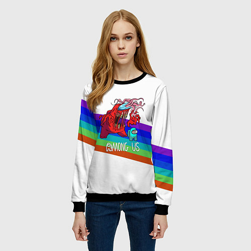 Женский свитшот Among us colors line монстр / 3D-Черный – фото 3