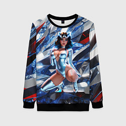 Свитшот женский Космическая секси девушка в блестящем купальнике, цвет: 3D-черный