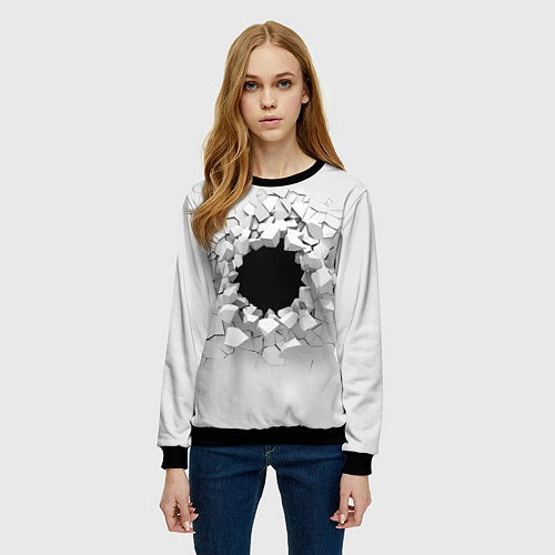 Женский свитшот Взрыв стены изнутри / 3D-Черный – фото 3