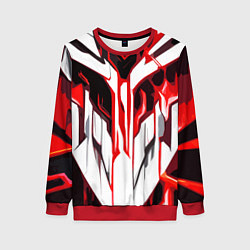 Женский свитшот Хаотичная красно-белая абстракция на чёрном фоне
