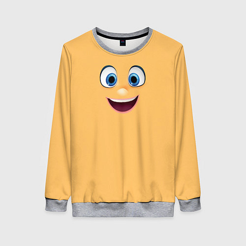 Женский свитшот Эмоция радости - лицо крупное / 3D-Меланж – фото 1