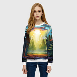 Свитшот женский UFO In The Forest, цвет: 3D-белый — фото 2
