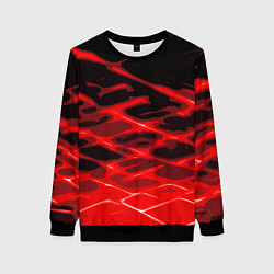 Свитшот женский Красные абстрактные полосы на чёрном фоне, цвет: 3D-черный