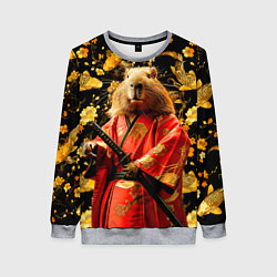 Свитшот женский Капибара самурай, цвет: 3D-меланж