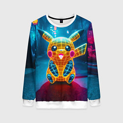 Женский свитшот Полигональный неоновый Пикачу - нейроарт