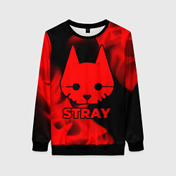 Свитшот женский Stray - red gradient, цвет: 3D-черный