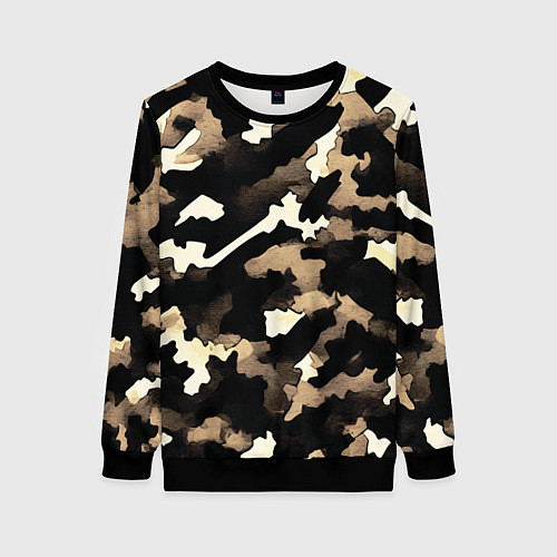 Женский свитшот Камуфляж сафари / 3D-Черный – фото 1