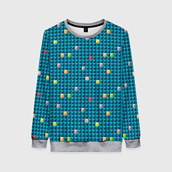 Женский свитшот Синяя мозаика с цветными деталями