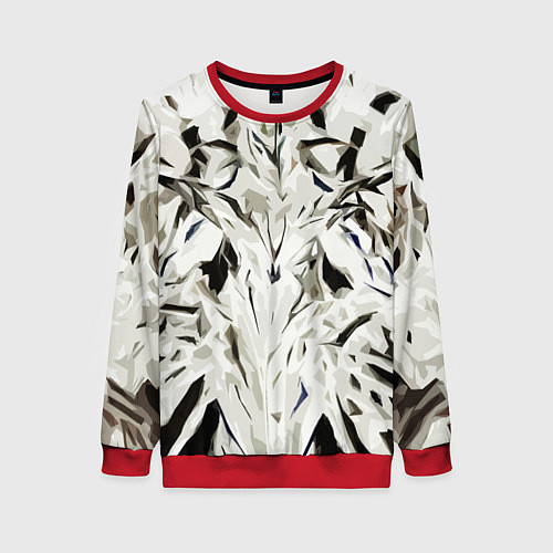 Женский свитшот Black and white abstraction / 3D-Красный – фото 1