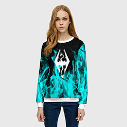 Свитшот женский The elder scrolls neon flame, цвет: 3D-белый — фото 2