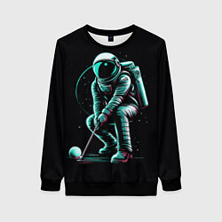 Свитшот женский Космонавт играет в гольф, цвет: 3D-черный
