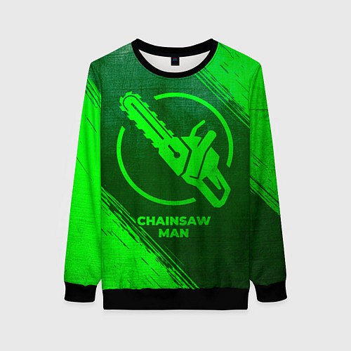 Женский свитшот Chainsaw Man - green gradient / 3D-Черный – фото 1