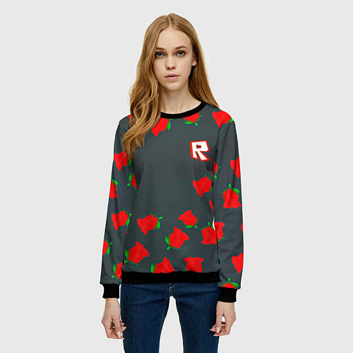 Женский свитшот Roblox rose / 3D-Черный – фото 3