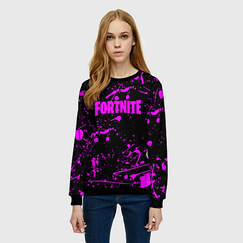 Женский свитшот Fortnite краски / 3D-Черный – фото 3
