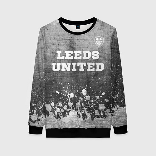 Женский свитшот Leeds United - grey gradient посередине / 3D-Черный – фото 1