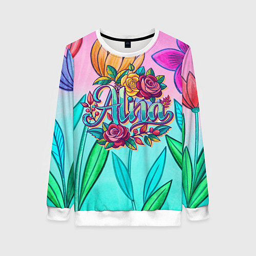 Женский свитшот Алина три розы / 3D-Белый – фото 1