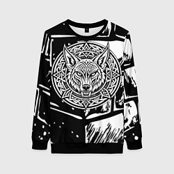 Женский свитшот Голова волка скандинавский узор тату
