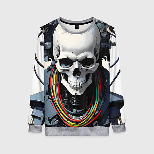 Женский свитшот Cool cyber skull - ai art fantasy / 3D-Меланж – фото 1