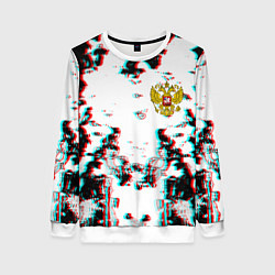 Женский свитшот Герб РФ глитч краски