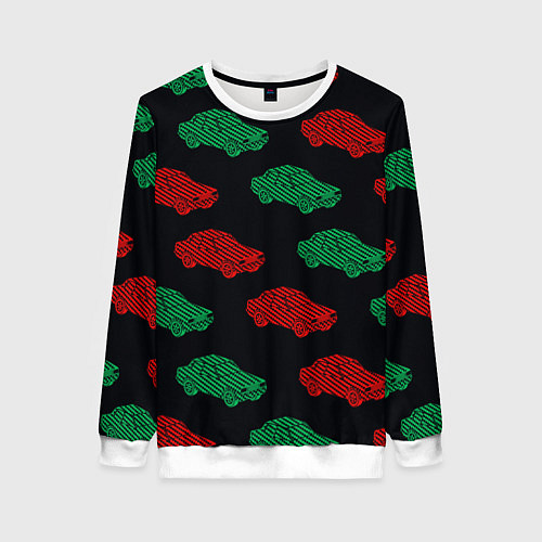 Женский свитшот Пиксельный силуэт машины паттерн / 3D-Белый – фото 1