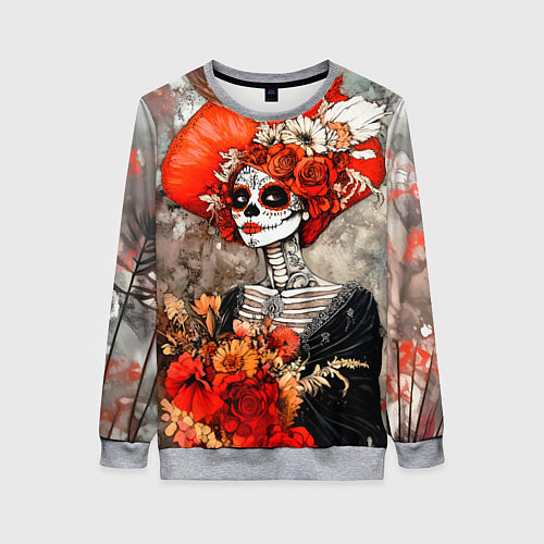 Женский свитшот Катрина в цветах / 3D-Меланж – фото 1
