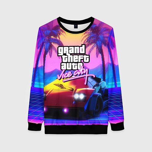 Женский свитшот Vice city retro wave Lambo / 3D-Черный – фото 1