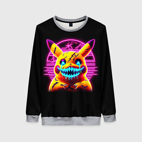 Женский свитшот Terrible Pikachu - halloween fantasy / 3D-Меланж – фото 1