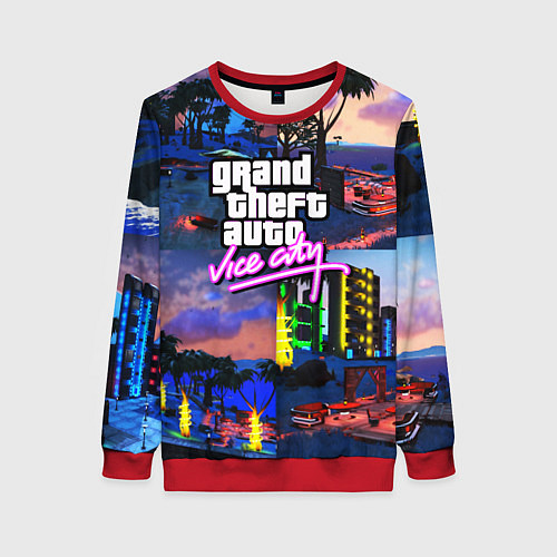 Женский свитшот GTA vice city коллаж / 3D-Красный – фото 1