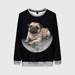 Женский свитшот Мопс и луна