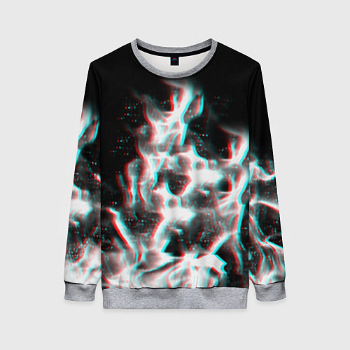 Женский свитшот Огонь глитч текстура / 3D-Меланж – фото 1