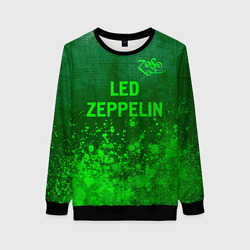 Женский свитшот Led Zeppelin - green gradient посередине / 3D-Черный – фото 1