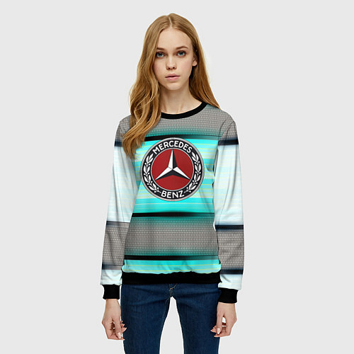 Женский свитшот Mercedes benz текстура карбон / 3D-Черный – фото 3