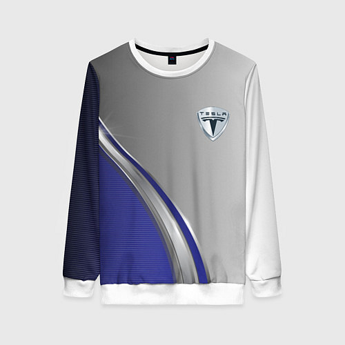 Женский свитшот Tesla abstraction auto / 3D-Белый – фото 1