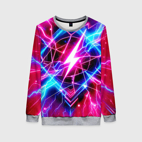Женский свитшот Lightning - neon fantasy / 3D-Меланж – фото 1