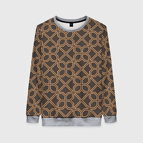 Женский свитшот Геометрический узор коричневый / 3D-Меланж – фото 1