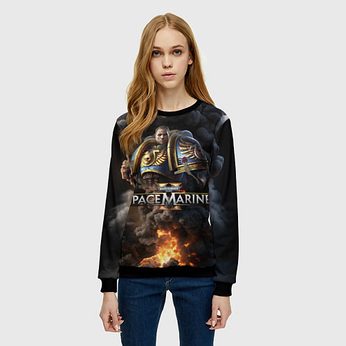 Женский свитшот Captain Titus Warhammer 40000 space marine 2 / 3D-Черный – фото 3