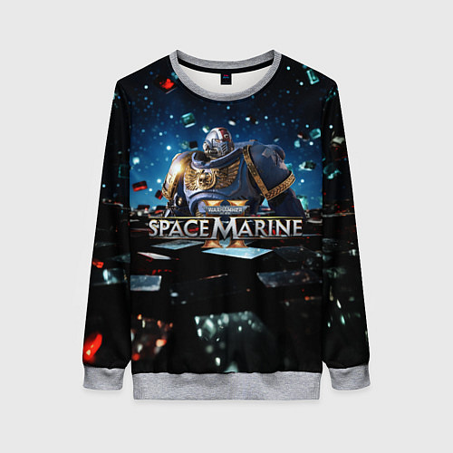 Женский свитшот Warhammer 40000 space marine 2 ультрамарин в броне / 3D-Меланж – фото 1