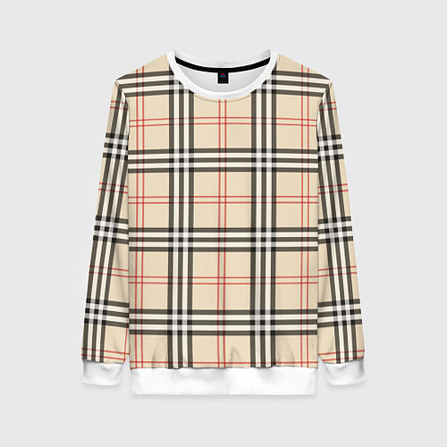 Женский свитшот Стильная клетка - шотландка / 3D-Белый – фото 1