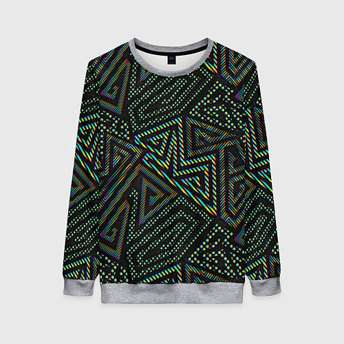 Женский свитшот Геометрический неоновый лабиринт / 3D-Меланж – фото 1