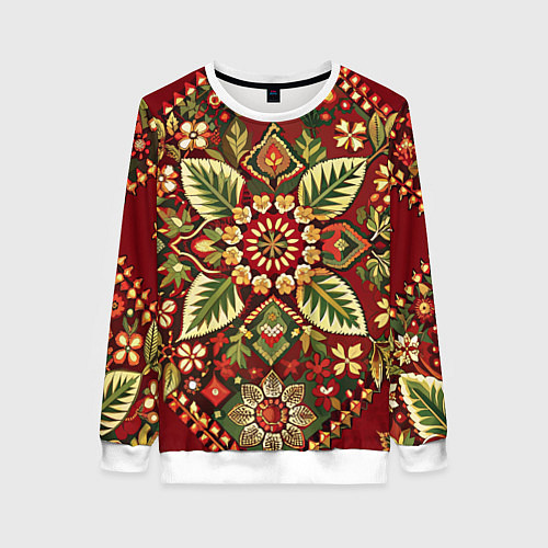 Женский свитшот Русские классические узоры и орнамент / 3D-Белый – фото 1