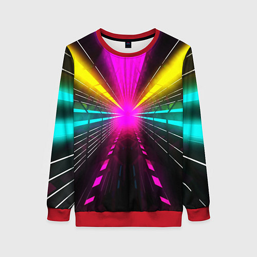 Женский свитшот Неоновые лучи текстура / 3D-Красный – фото 1